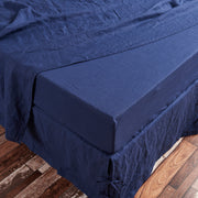 Linen Fitted Sheet Indigo Blue