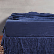 Linen Fitted Sheet Indigo Blue