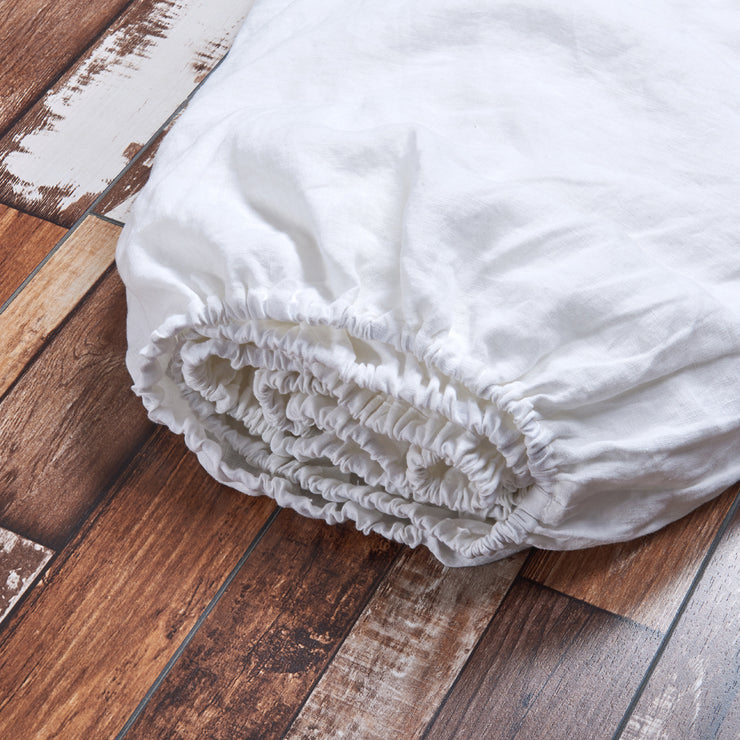 Linen Fitted Sheet Optic White
