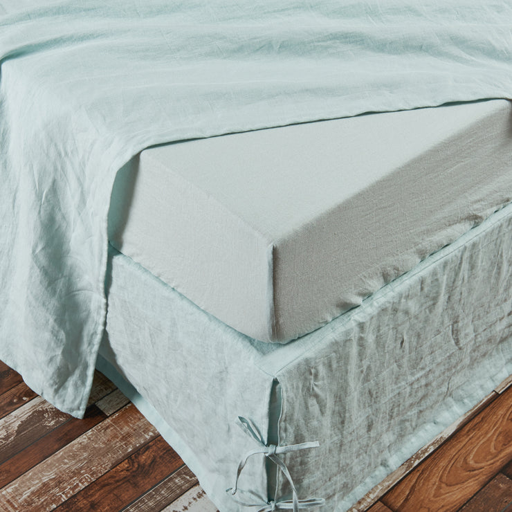 Linen Fitted Sheet Icy Blue
