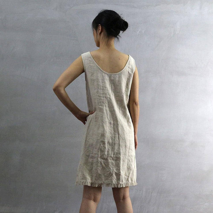 Frayed Edge Linen Dress 03 - Linenshed