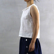 Frayed Ruffle Collar Linen Tank 02- Linenshed