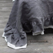 Two Layers Linen Duvet cover with inseam/Frayed ruffle