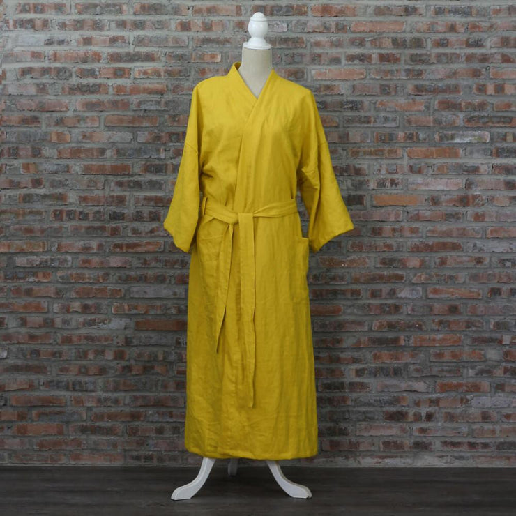 Linen Unisex Long Kimono Style Bathrobe - linenshed.au - 5