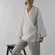 Linen Kimono Wrap Top - linenshed.au - 1