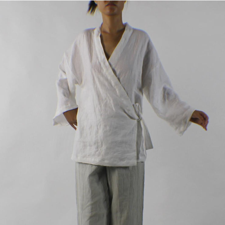 Linen Kimono Wrap Top - linenshed.au - 3