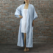 Linen Unisex Long Kimono Style Bathrobe - linenshed.au - 2