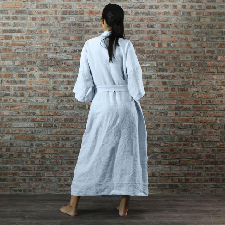 Linen Unisex Long Kimono Style Bathrobe - linenshed.au - 3
