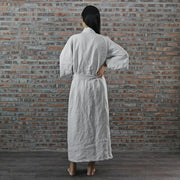 Linen Unisex Long Kimono Style Bathrobe - linenshed.au - 10