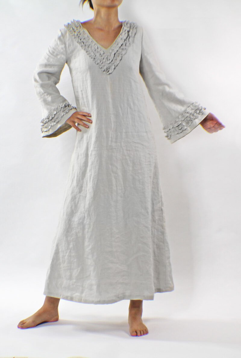 linen night dress Luxurious Ruffled for Women – Linenshed Karen Millen Petite Satin Nashville Ideal for comfortable sleep Color:Melon