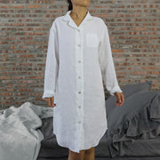Long Soft Washed Linen Night Shirt - linenshed.au - 1