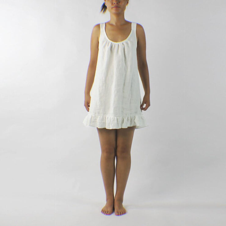 Linen Sleeping Dress with Ruffles - linenshed.au - 10