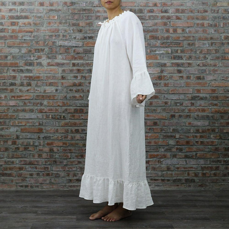 Raglan Long Linen Night Dress - linenshed.au - 2