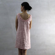 Frayed Ruffle Collar Linen Dress 03 - Linenshed