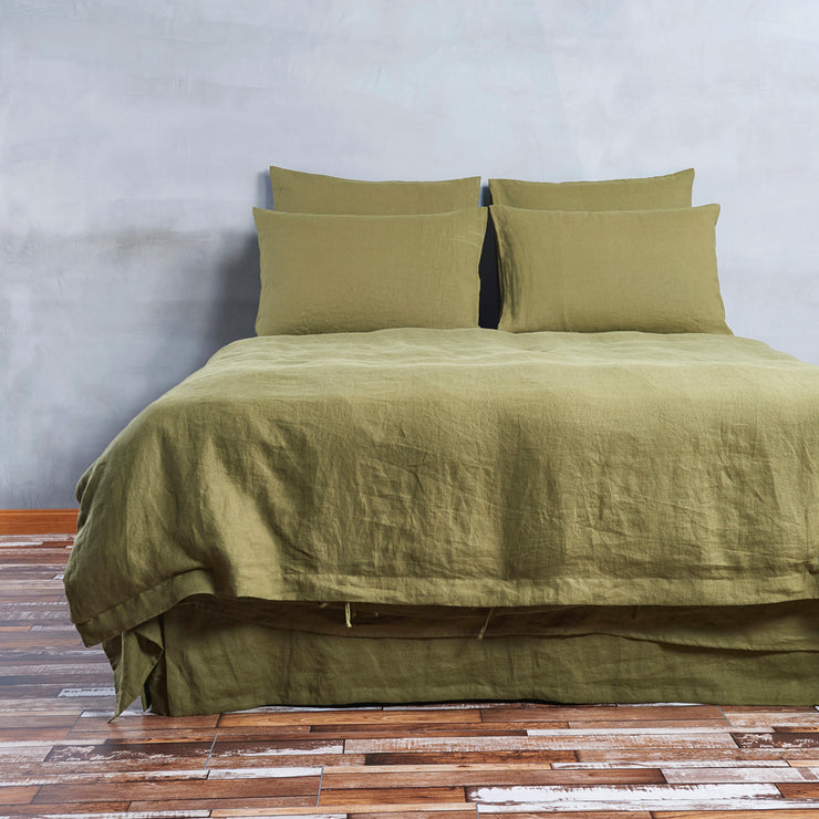 Linen Duvet Cover Green Olive