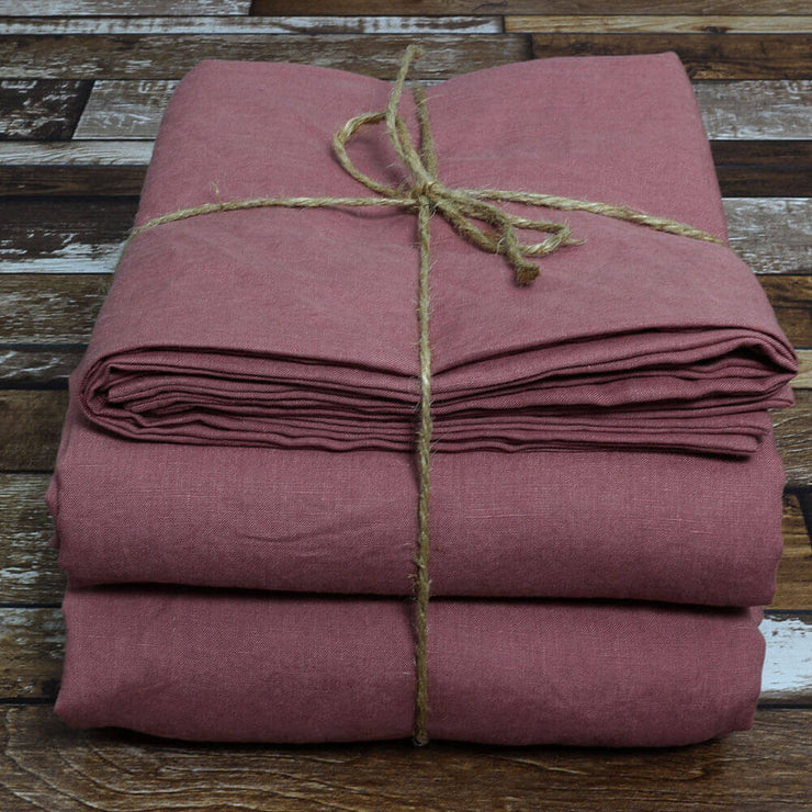 Pure Linen Sheets Set Brick - Linenshed