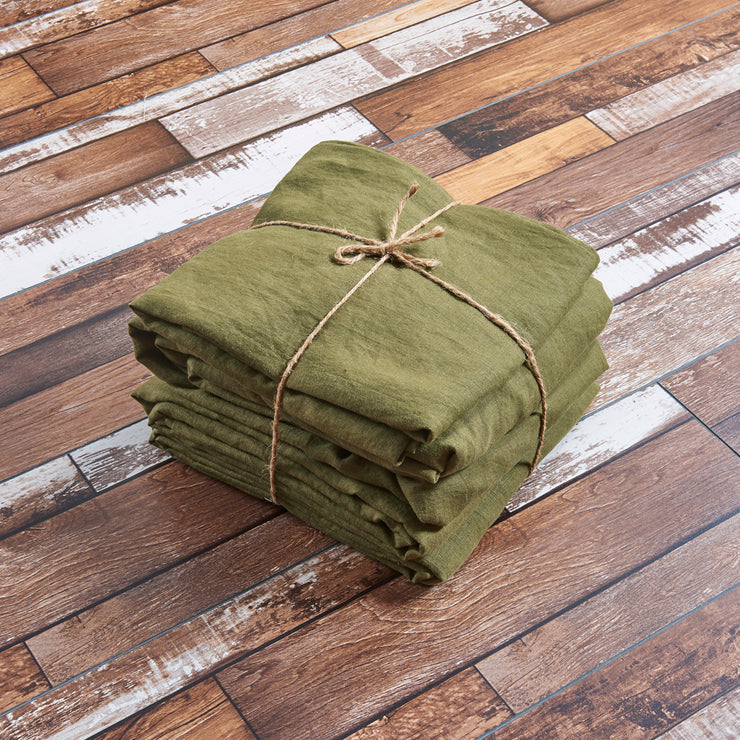 100 % Linen Sheets Set Green Olive