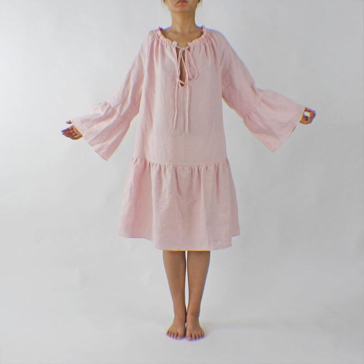 Short Raglan Linen Night Dress - linenshed.au - 1