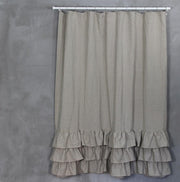 Ruffles Linen Shower Curtain Natural - Linenshed