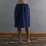 Side Buttoned Linen Skirt 01 - Linenshed
