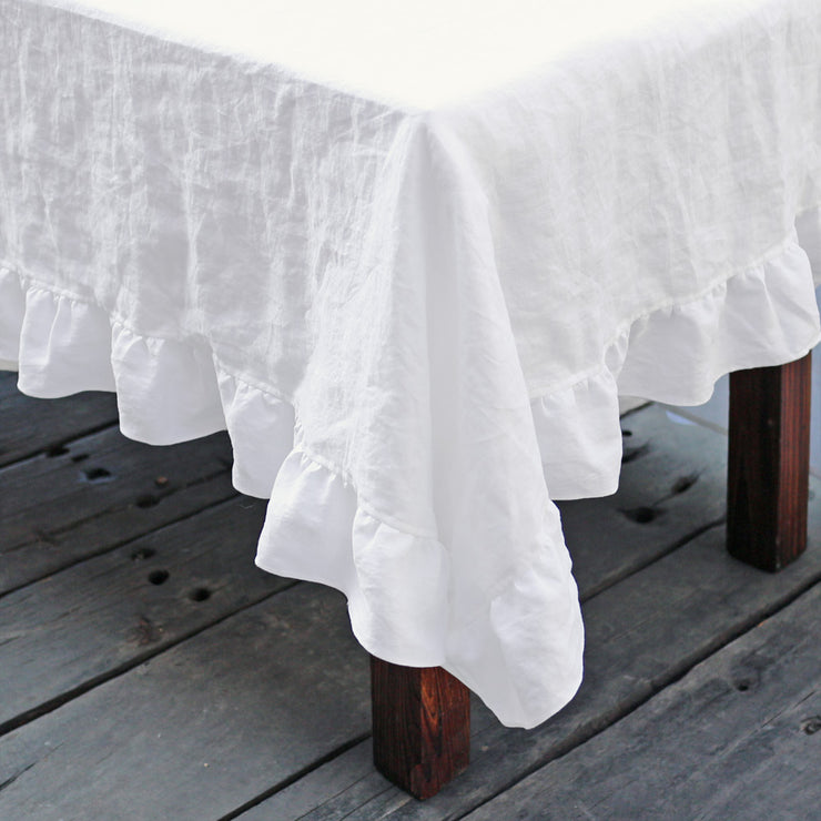 Linen Ruffles Tablecloth (circular custom size)