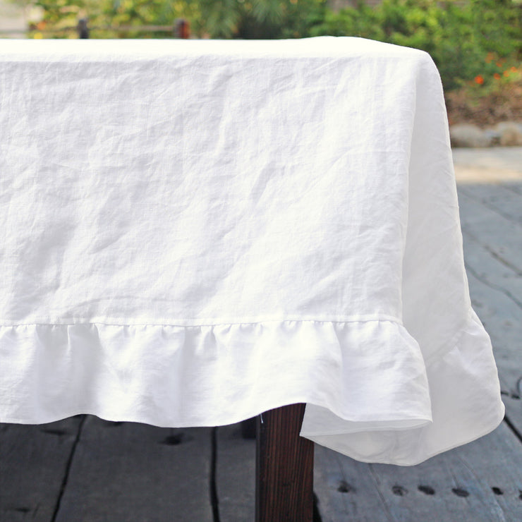 Linen Ruffles Tablecloth (circular custom size)