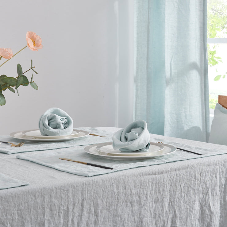 Icy Blue Table Linen Set Close Up - Linenshed