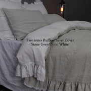 Side View Two Tones Ruffle Duvet Cover - Linenshed