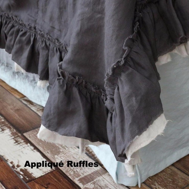 Two Tones Frayed Ruffle Bedspread - linenshed.au - 6