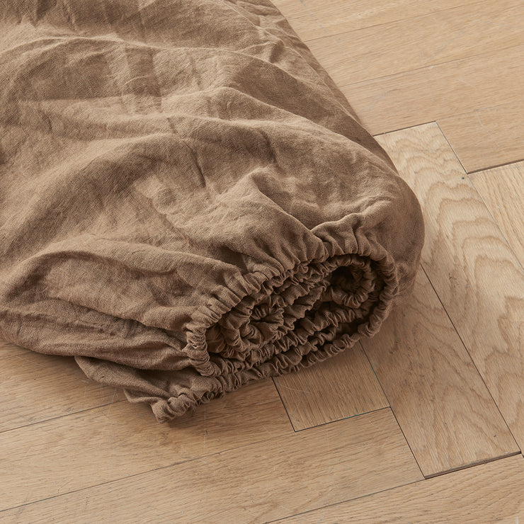 Linen Fitted Sheet Coffee